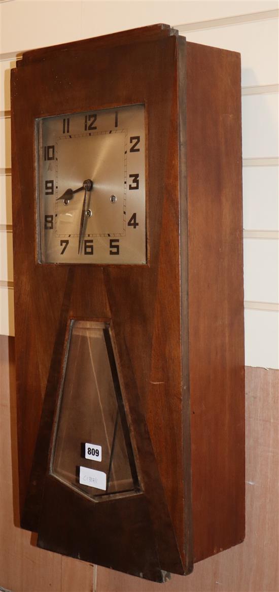 A 1930s Art Deco Westminster chimes wall clock Height 74cm